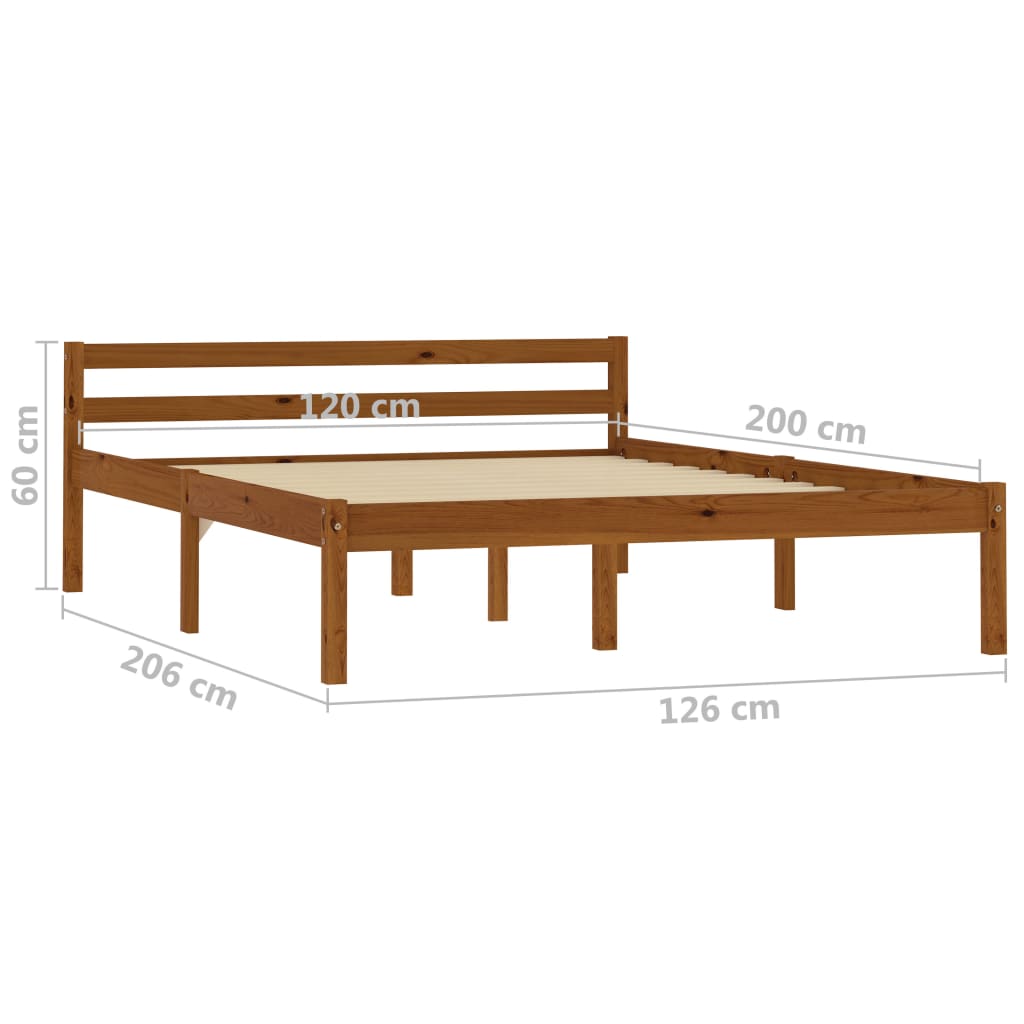 Cadru de pat, maro miere, 120 x 200 cm, lemn masiv de pin - Lando