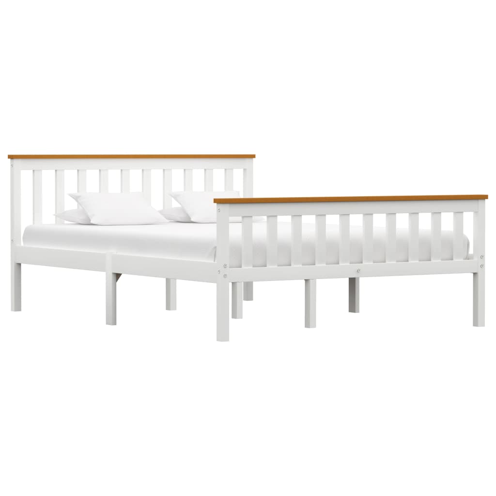 Cadru de pat, alb, 140 x 200 cm, lemn de pin masiv - Lando