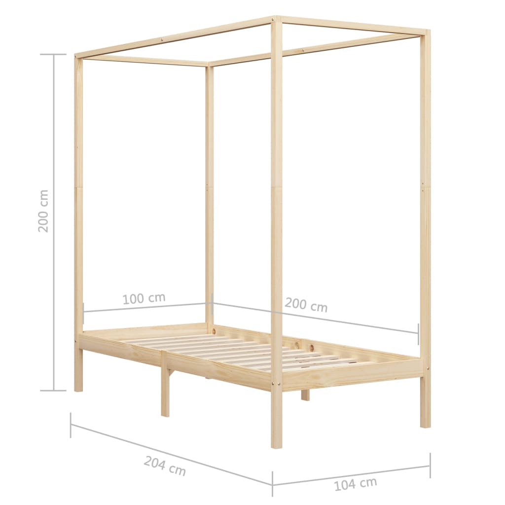 Cadru pat cu baldachin, 100x200 cm, lemn masiv de pin - Lando