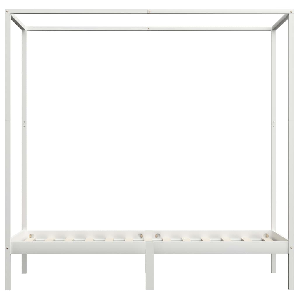 Cadru pat cu baldachin, alb, 90x200 cm, lemn masiv pin - Lando