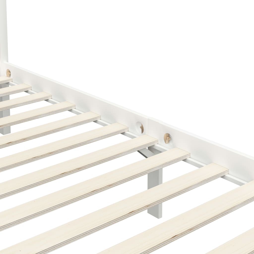 Cadru pat cu baldachin, alb, 90x200 cm, lemn masiv pin - Lando