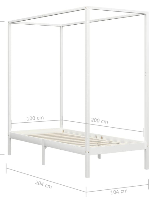 Încărcați imaginea în vizualizatorul Galerie, Cadru pat cu baldachin, alb, 100 x 200 cm, lemn masiv de pin - Lando
