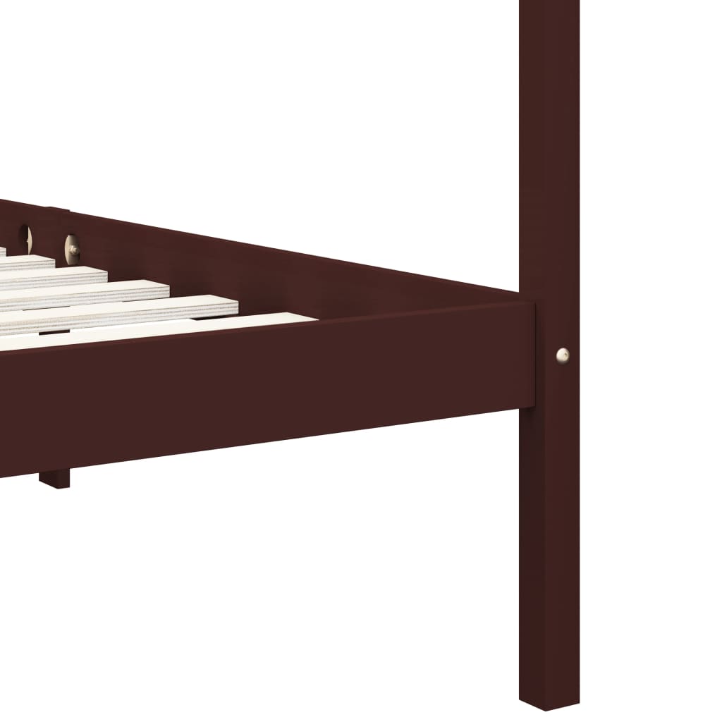 Cadru pat cu baldachin, maro închis, 90x200cm, lemn masiv pin - Lando