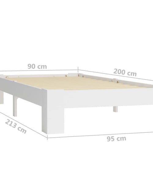 Загрузите изображение в средство просмотра галереи, Cadru de pat, alb, 90 x 200 cm, lemn masiv de pin - Lando
