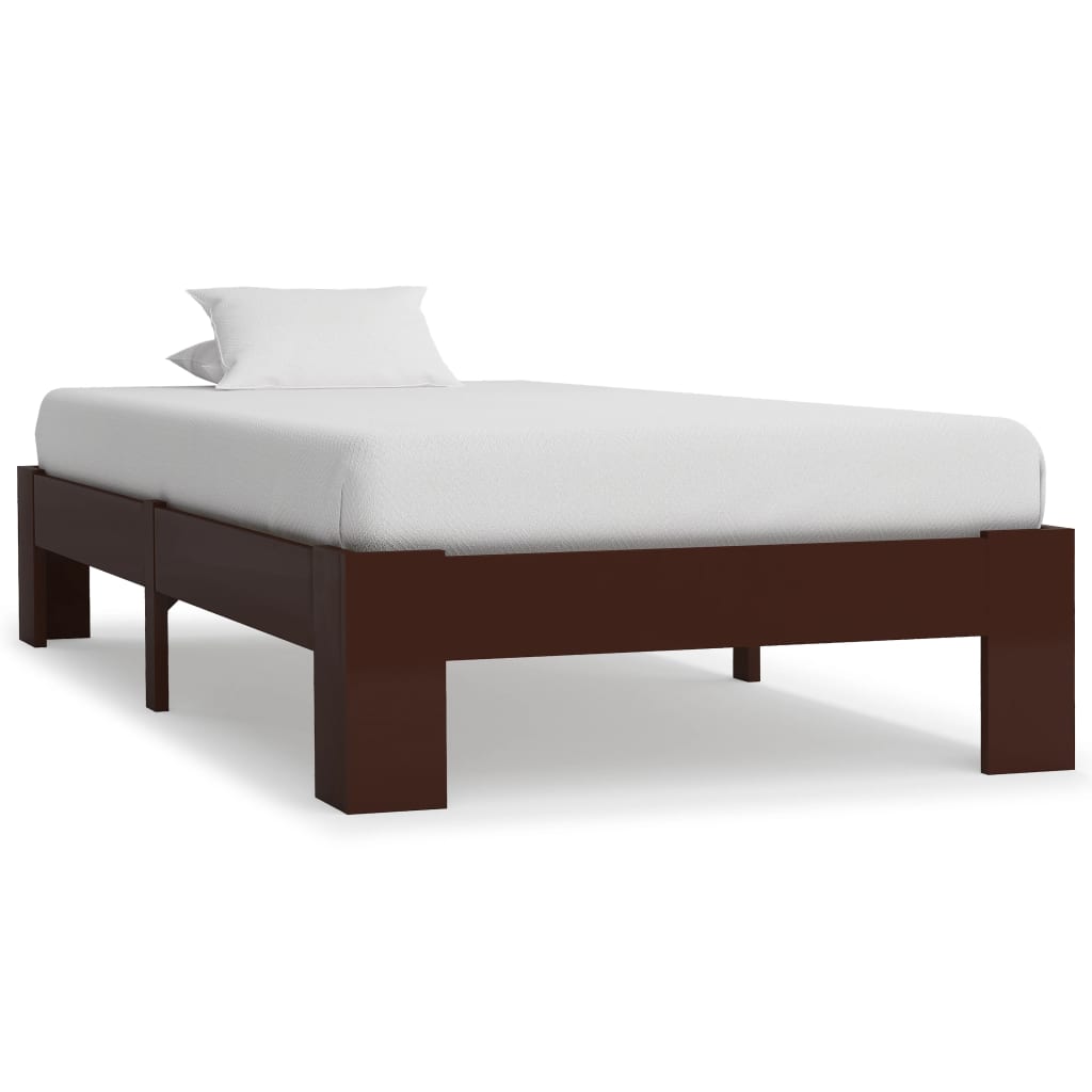 Cadru de pat, maro închis, 90 x 200 cm, lemn masiv de pin - Lando