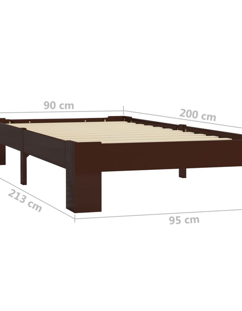 Încărcați imaginea în vizualizatorul Galerie, Cadru de pat, maro închis, 90 x 200 cm, lemn masiv de pin - Lando
