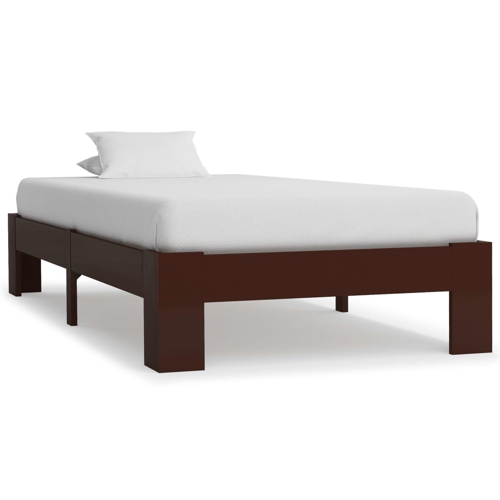 Cadru de pat, maro închis, 100 x 200 cm, lemn masiv de pin - Lando