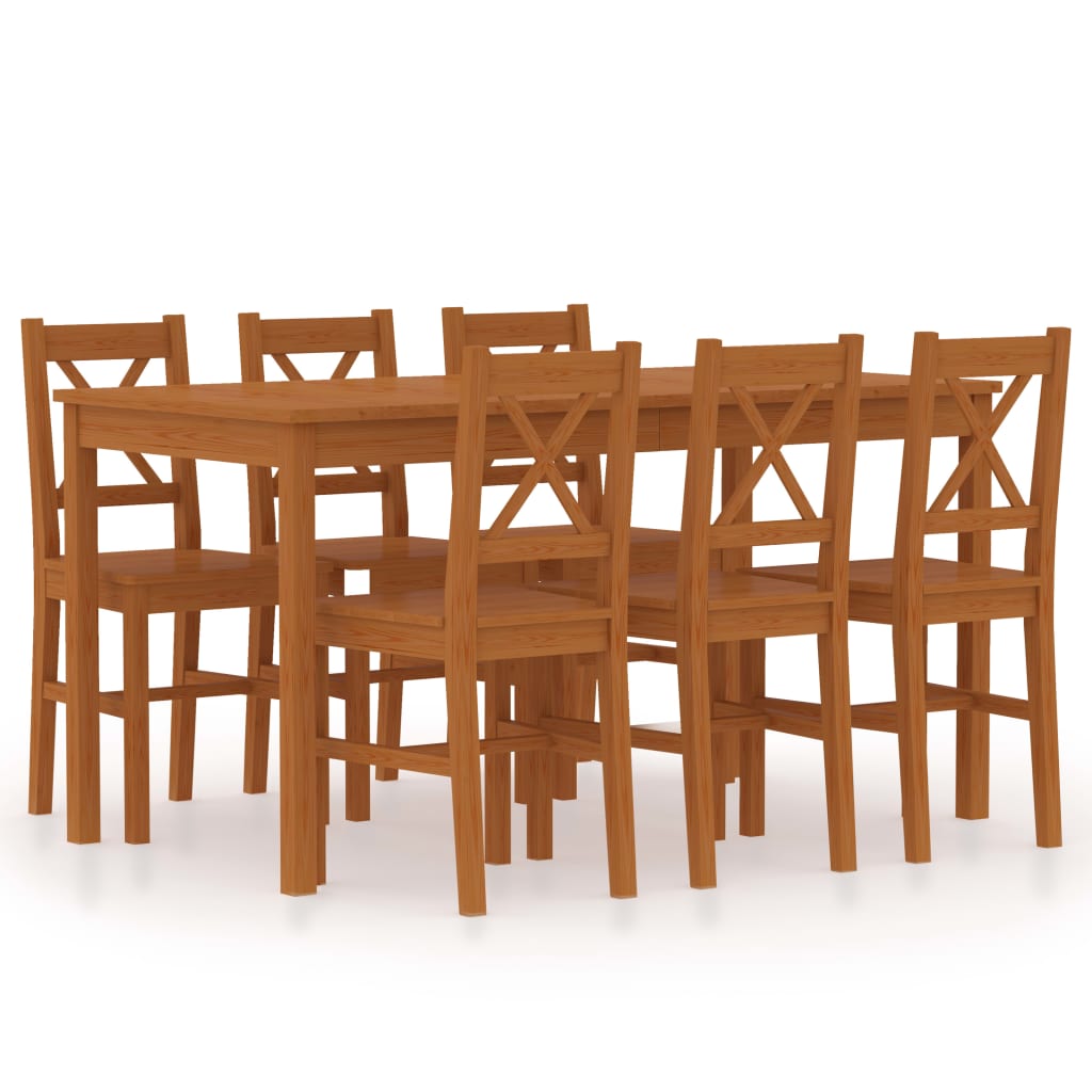 Set mobilier de bucătărie, 7 piese, maro miere, lemn de pin - Lando
