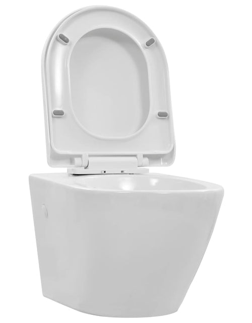 Загрузите изображение в средство просмотра галереи, Vas WC suspendat fără ramă, alb, ceramică Lando - Lando
