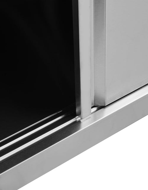 Încărcați imaginea în vizualizatorul Galerie, Masă de lucru cu uși glisante 100x50x(95-97)cm oțel inoxidabil - Lando
