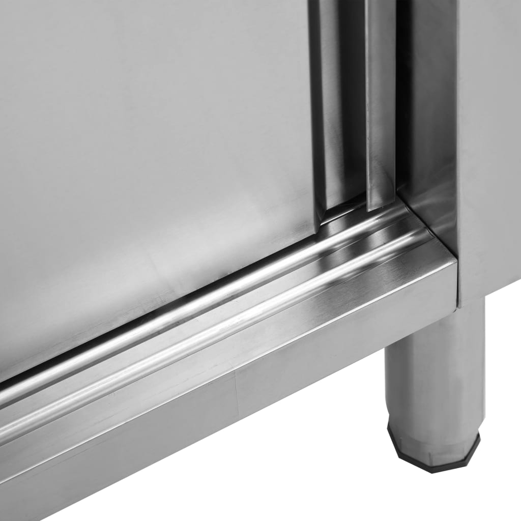 Masă de lucru cu uși glisante 100x50x(95-97)cm oțel inoxidabil - Lando