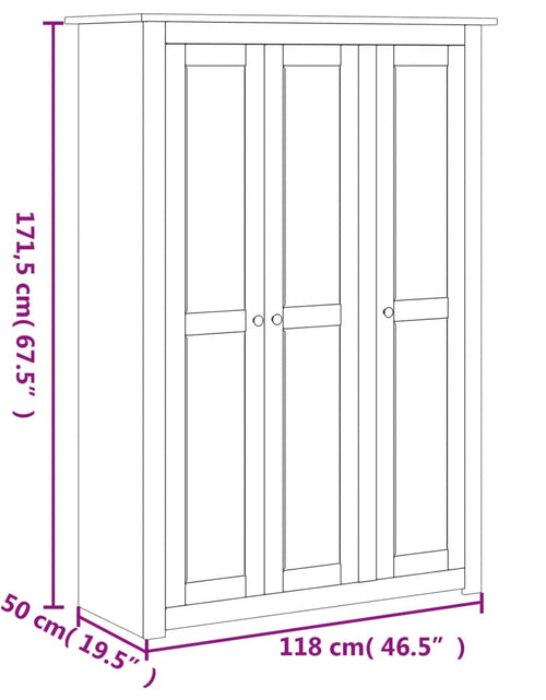 Încărcați imaginea în vizualizatorul Galerie, Șifonier cu 3 uși, 118 x 50 x 171,5 cm, pin gama Panama - Lando
