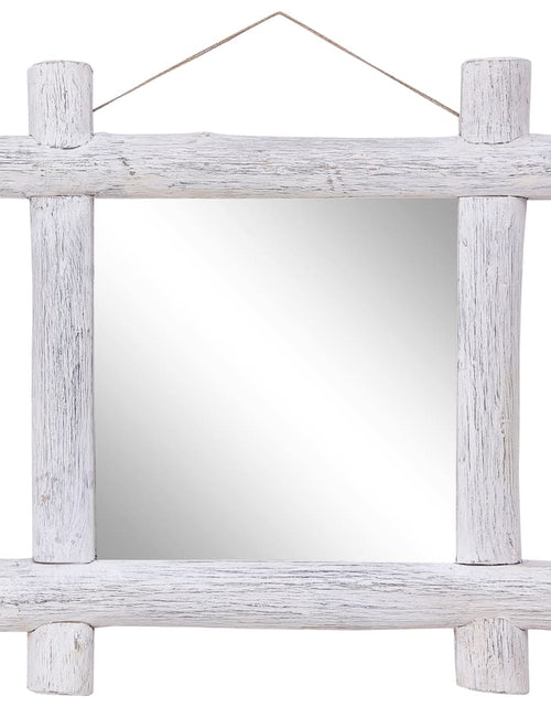 Încărcați imaginea în vizualizatorul Galerie, Oglindă cu ramă din bușteni, alb, 70x70 cm, lemn masiv reciclat Lando - Lando
