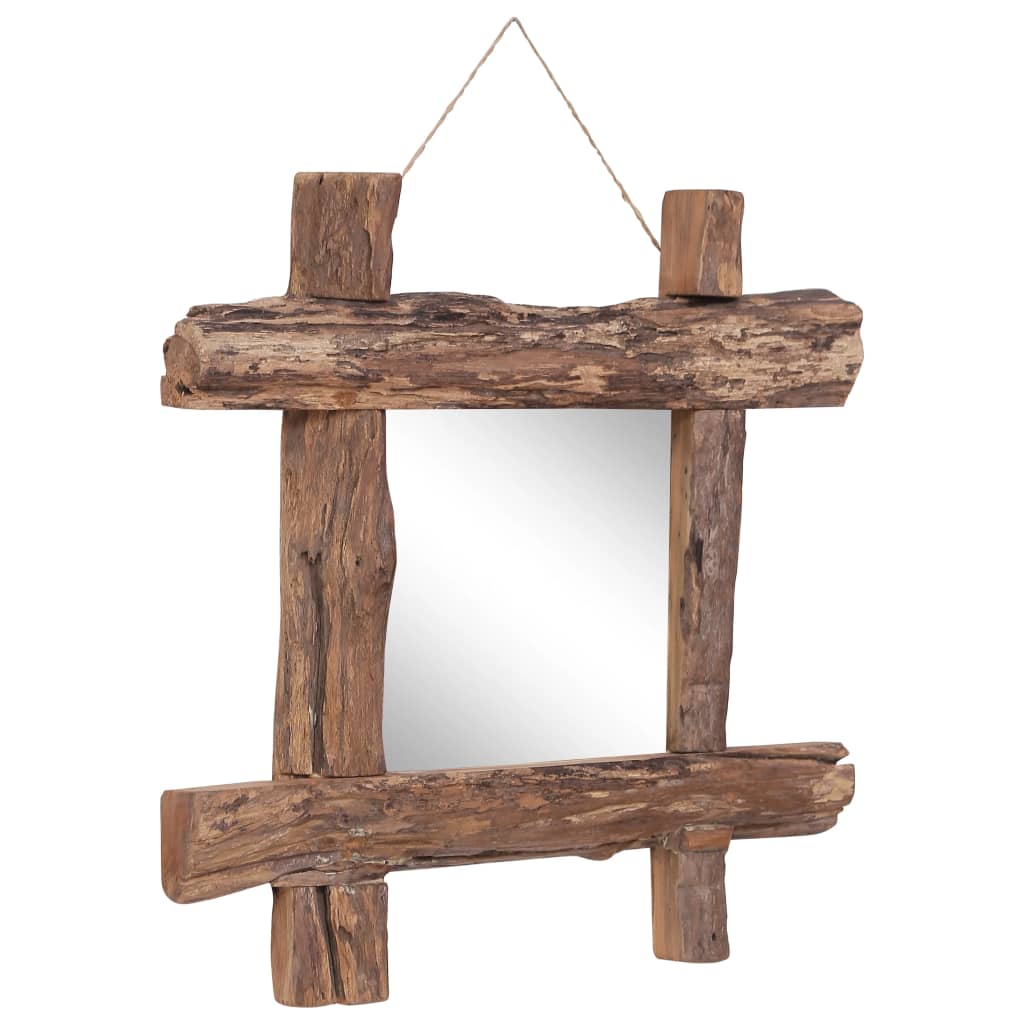 Oglindă cu ramă bușteni, natural, 50x50 cm, lemn masiv reciclat Lando - Lando