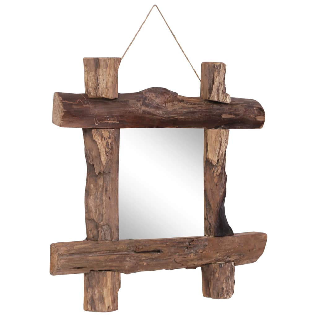 Oglindă cu ramă bușteni, natural, 50x50 cm, lemn masiv reciclat Lando - Lando