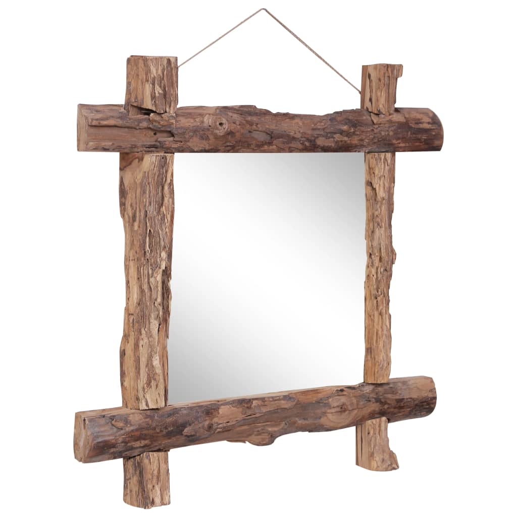 Oglindă cu ramă bușteni, natural, 70x70 cm, lemn masiv reciclat Lando - Lando