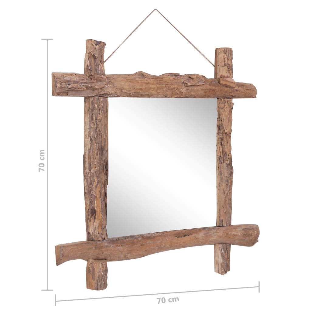 Oglindă cu ramă bușteni, natural, 70x70 cm, lemn masiv reciclat Lando - Lando