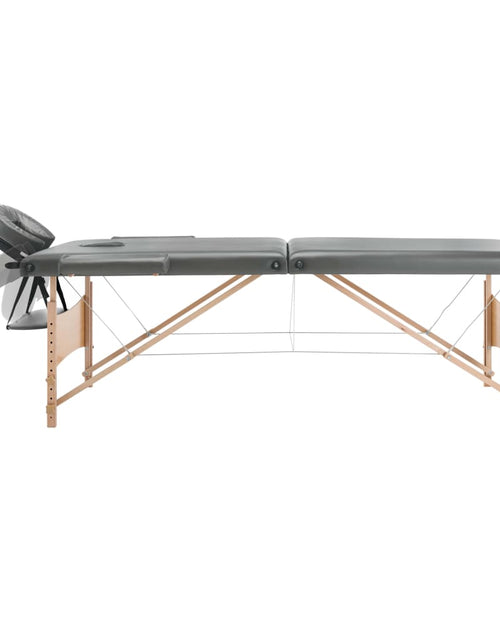 Încărcați imaginea în vizualizatorul Galerie, Masă de masaj cu 2 zone, cadru din lemn, antracit, 186 x 68 cm - Lando
