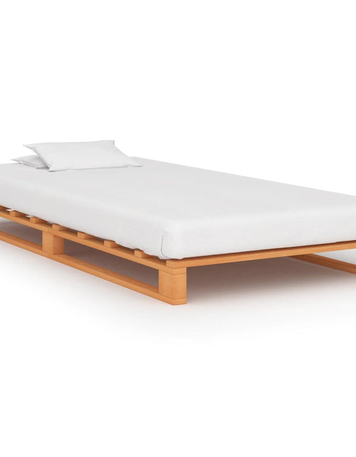 Încărcați imaginea în vizualizatorul Galerie, Cadru de pat din paleți, maro, 100x200 cm, lemn masiv pin - Lando
