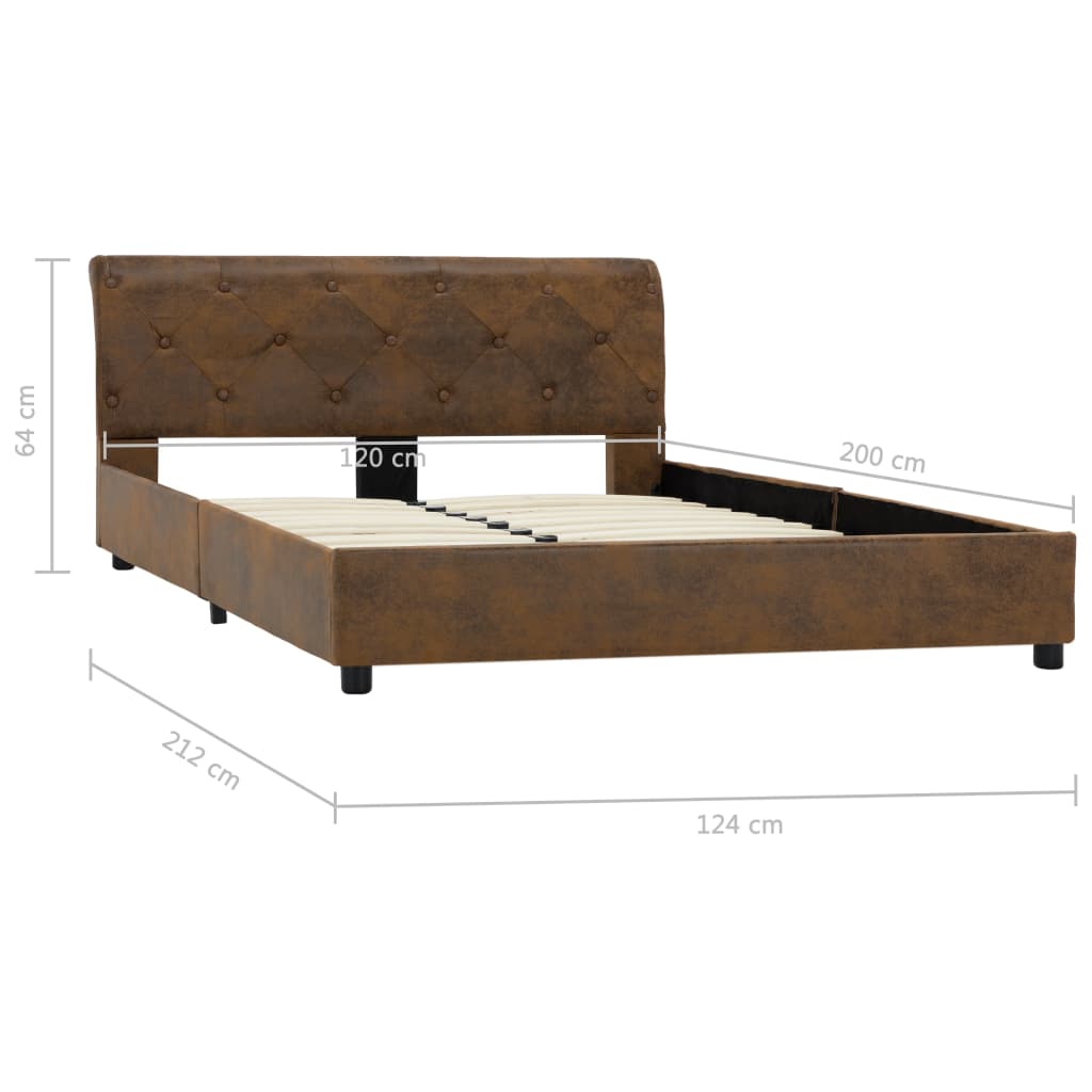 Cadru de pat, maro, 120 x 200 cm, piele întoarsă ecologică - Lando
