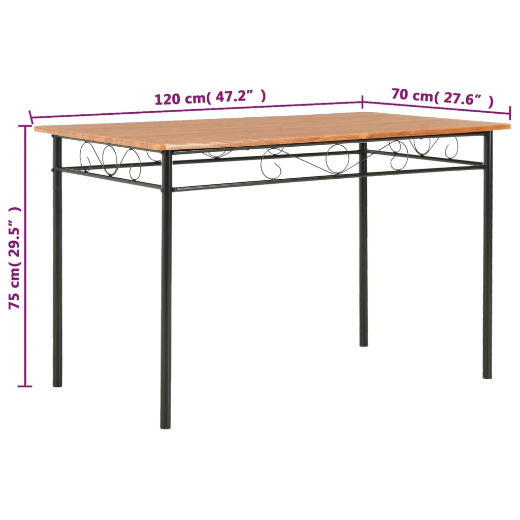 Masă de bucătărie, maro, 120 x 70 x 75 cm, MDF - Lando