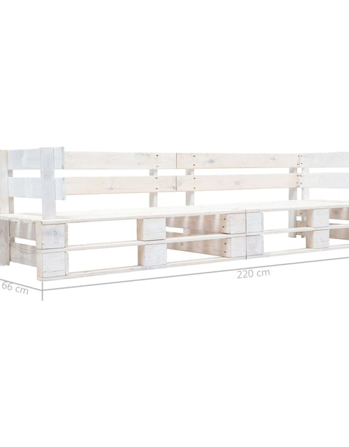 Încărcați imaginea în vizualizatorul Galerie, Canapea de grădină cu 2 locuri, alb, paleți din lemn - Lando
