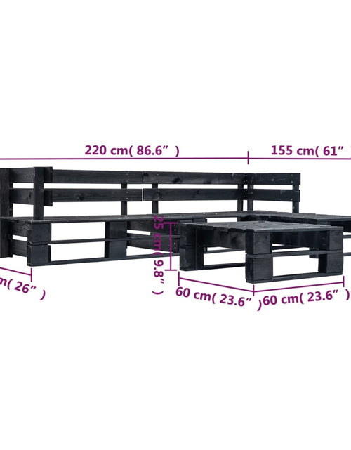 Încărcați imaginea în vizualizatorul Galerie, Set mobilier de grădină din paleți, 4 piese, negru, lemn - Lando
