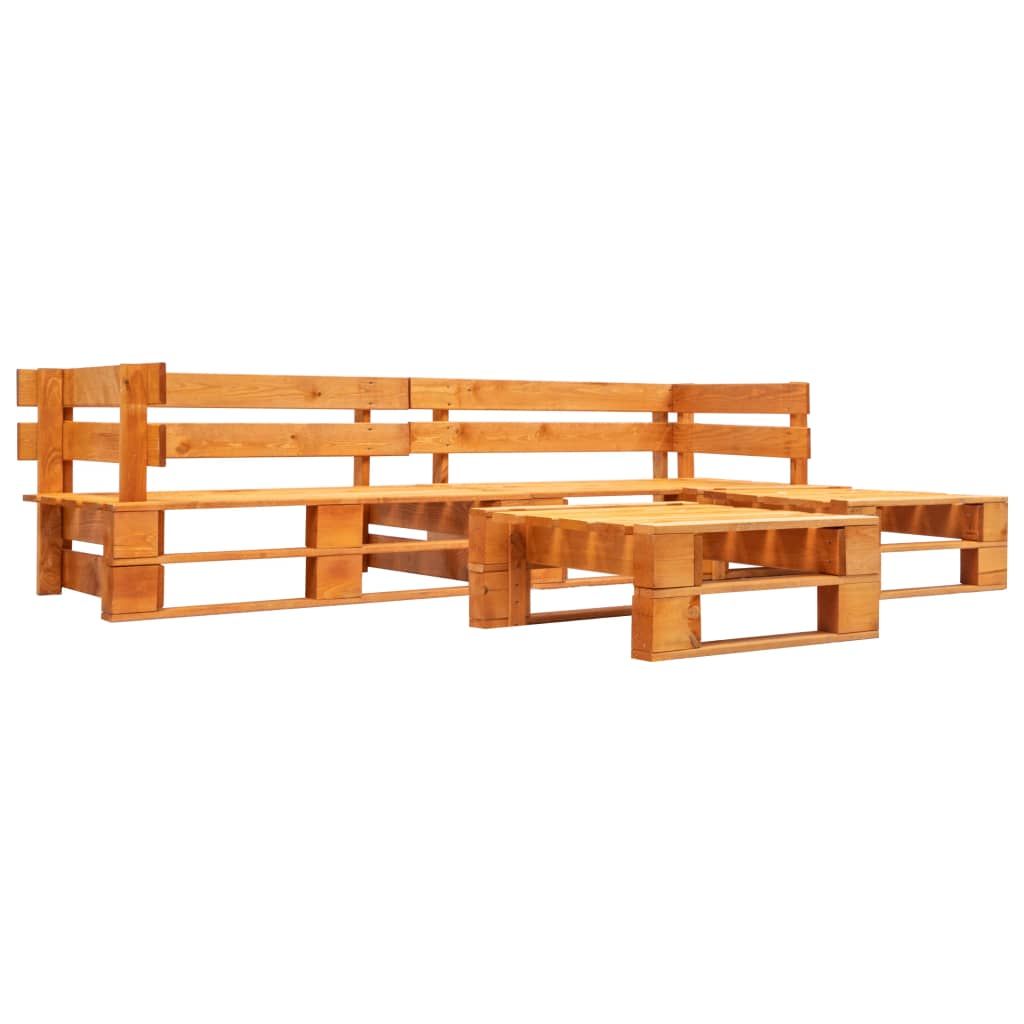 Set mobilier de grădină paleți, 4 piese, maro miere, lemn - Lando