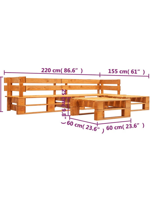 Încărcați imaginea în vizualizatorul Galerie, Set mobilier de grădină paleți, 4 piese, maro miere, lemn - Lando
