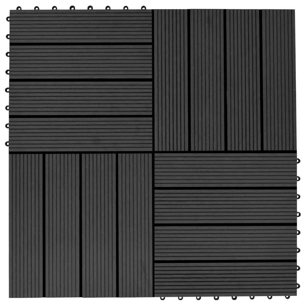 Plăci de pardoseală, 22 buc., negru, 30 x 30 cm, WPC, 2 mp - Lando