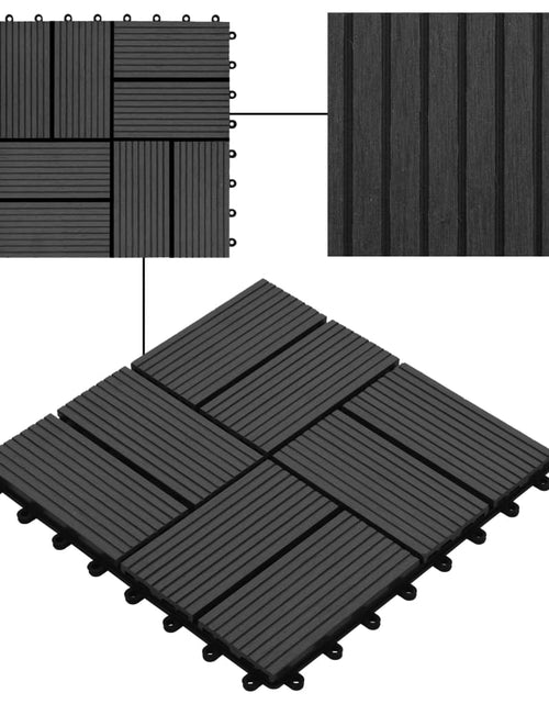 Загрузите изображение в средство просмотра галереи, Plăci de pardoseală, 22 buc., negru, 30 x 30 cm, WPC, 2 mp - Lando
