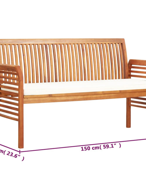 Загрузите изображение в средство просмотра галереи, Bancă grădină cu 3 locuri &amp; pernă, 150 cm, lemn masiv acacia - Lando
