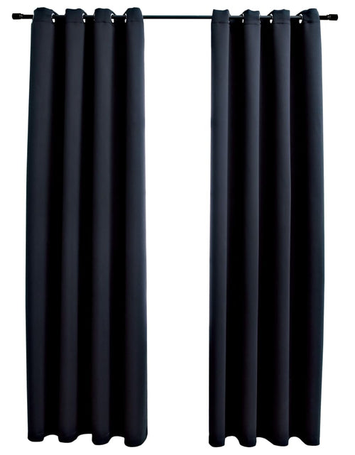 Încărcați imaginea în vizualizatorul Galerie, Draperii opace cu inele metalice, 2 buc., negru, 140 x 175 cm Lando - Lando

