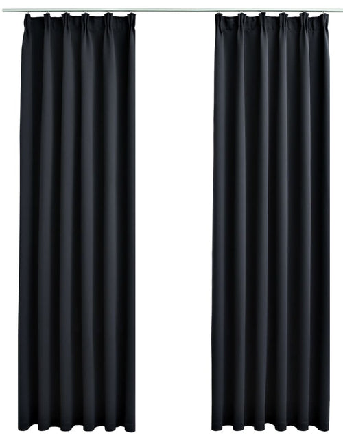 Încărcați imaginea în vizualizatorul Galerie, Draperii opace cu cârlige, 2 buc., negru, 140 x 175 cm - Lando
