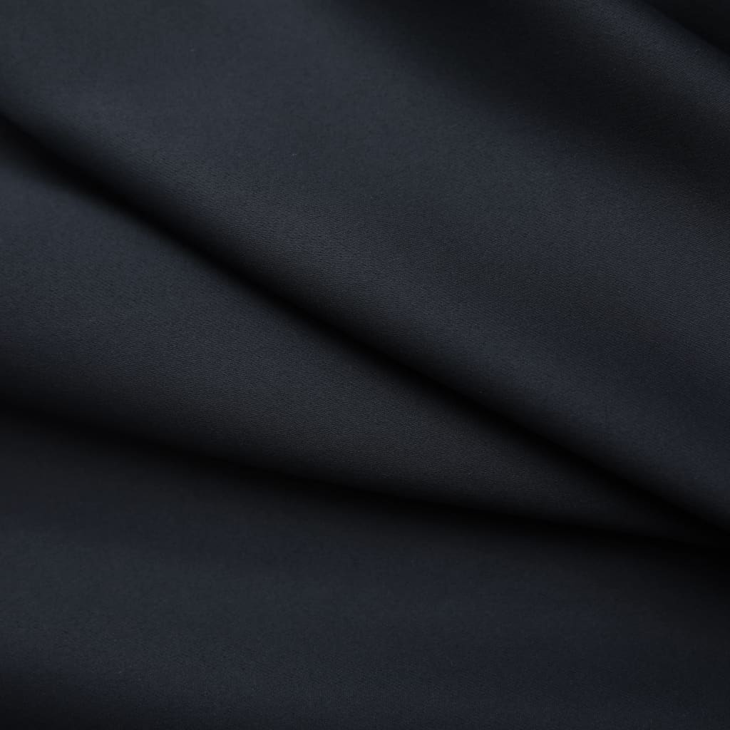 Draperii opace cu cârlige, 2 buc., negru, 140 x 175 cm - Lando
