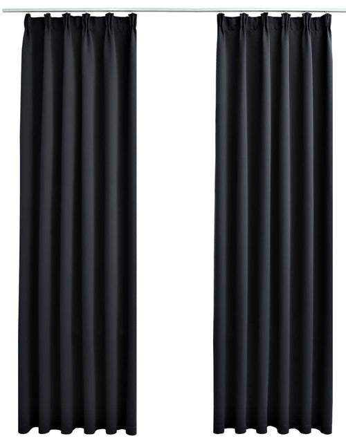 Încărcați imaginea în vizualizatorul Galerie, Draperii opace cu cârlige, 2 buc., negru, 140 x 245 cm Lando - Lando
