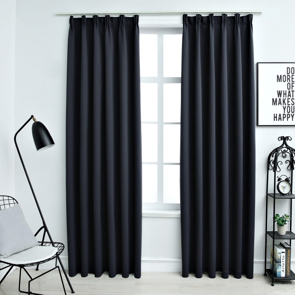 Draperii opace cu cârlige, 2 buc., antracit, 140 x 245 cm Lando - Lando