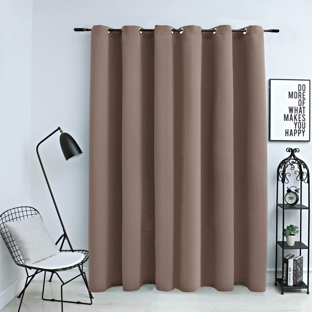 Draperie opacă cu inele metalice, gri taupe, 290 x 245 cm Lando - Lando