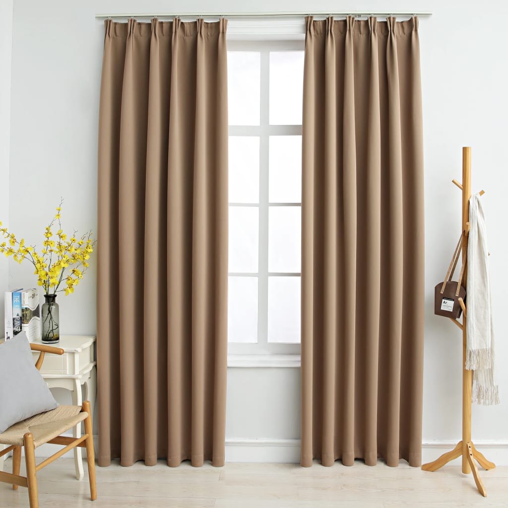 Draperii opace, 2 buc., gri taupe, 140 x 245 cm, cu cârlige Lando - Lando