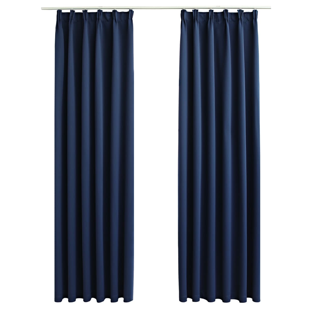 Draperii opace cu cârlige, 2 buc., albastru, 140 x 225 cm Lando - Lando