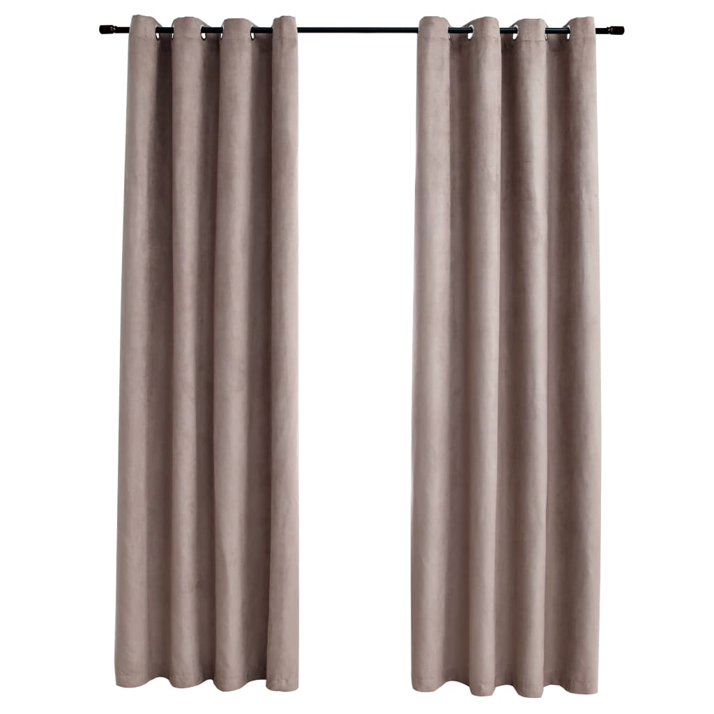 Draperii opace cu inele metalice, 2 buc., gri taupe, 140x175 cm Lando - Lando