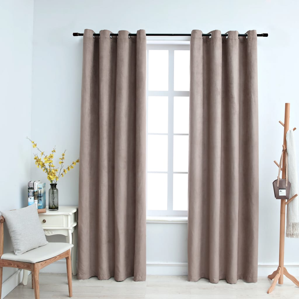 Draperii opace cu inele metalice, 2 buc., gri taupe, 140x175 cm Lando - Lando