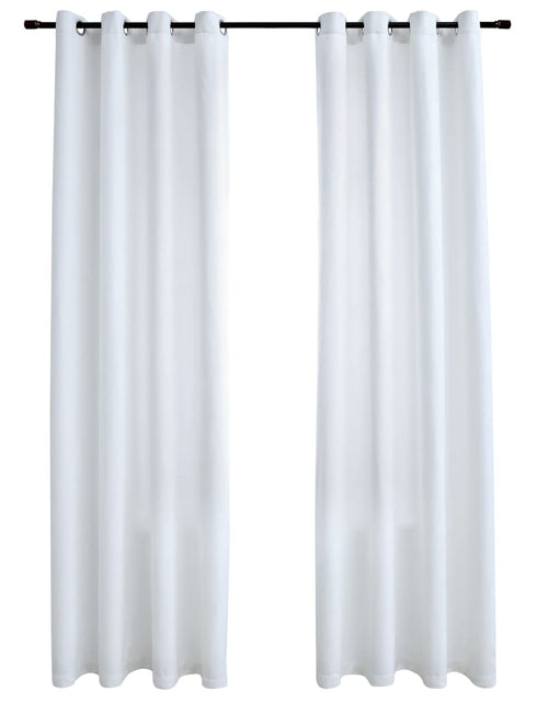 Încărcați imaginea în vizualizatorul Galerie, Draperii opace cu inele metalice 2 buc. alb-ivoriu 140x225 cm Lando - Lando

