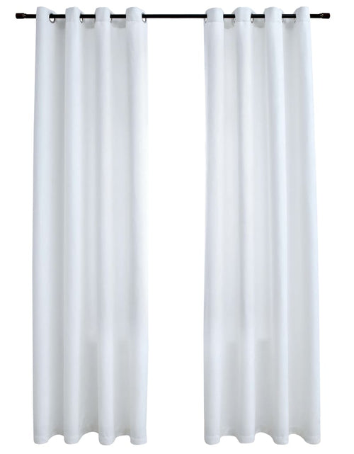 Încărcați imaginea în vizualizatorul Galerie, Draperii opace cu inele metalice, 2 buc., alb, 140 x 245 cm - Lando
