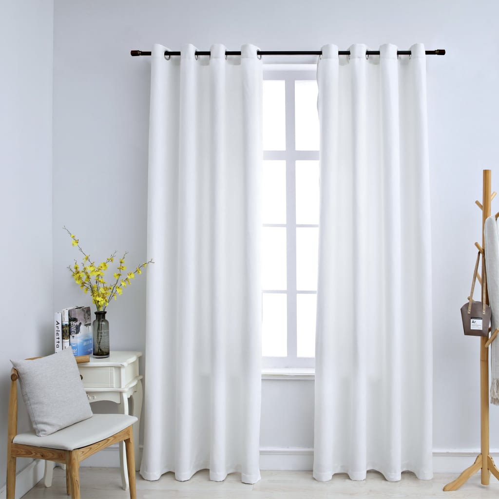 Draperii opace cu inele metalice, 2 buc., alb, 140 x 245 cm - Lando