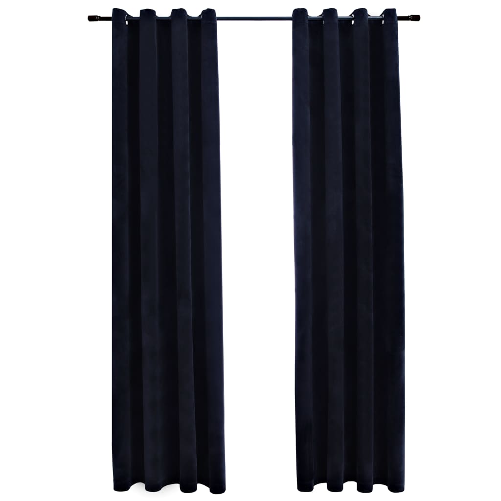 Draperii opace cu inele, 2 buc., negru, 140 x 245 cm, catifea Lando - Lando