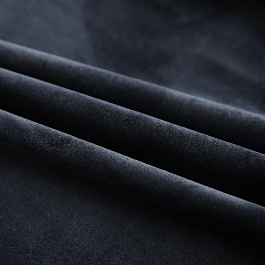 Draperii opace cu cârlige, 2 buc., negru, 140x175 cm, catifea Lando - Lando