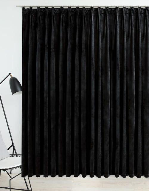 Загрузите изображение в средство просмотра галереи, Draperie opacă, negru, 290 x 245 cm, catifea, cu cârlige Lando - Lando
