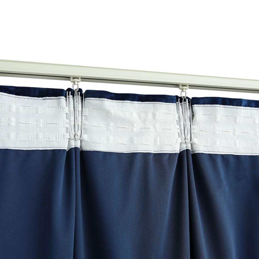 Draperii opace cu cârlige, 2 buc, albastru, 140x175 cm, catifea Lando - Lando