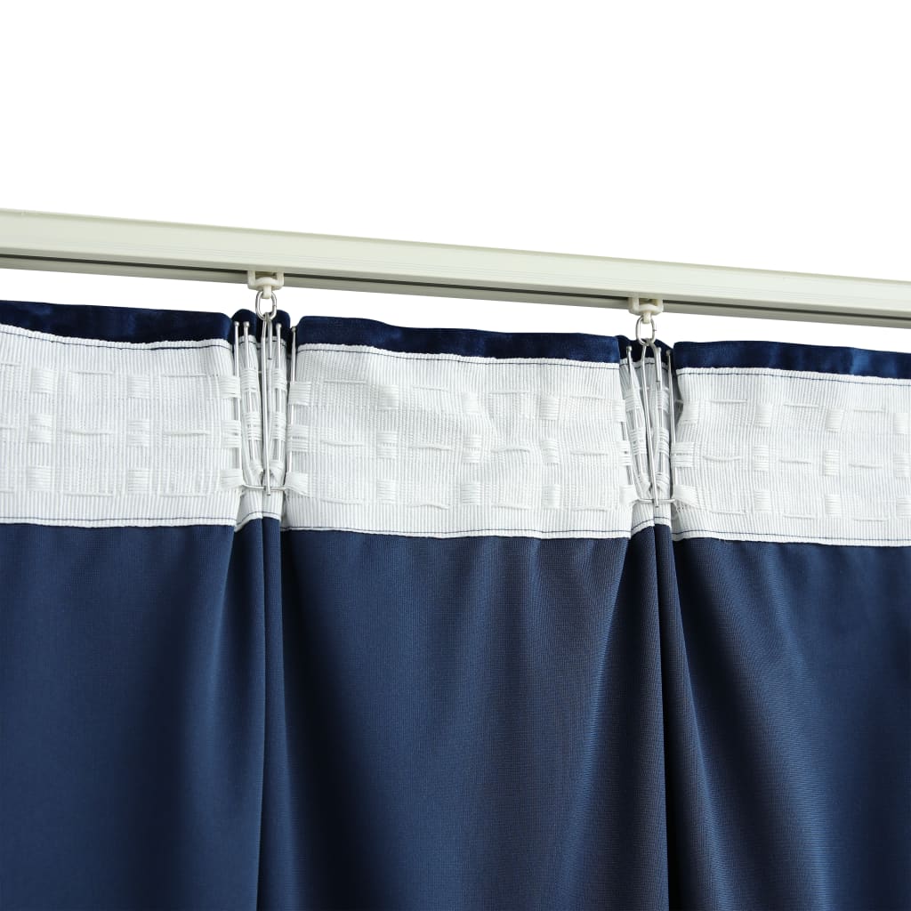 Draperii opace 2 buc. albastru închis 140x245cm catifea cârlige Lando - Lando